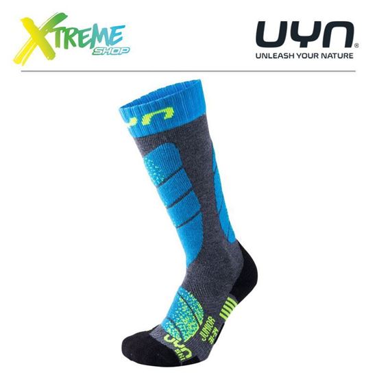 Skarpety UYN SKI JUNIOR Medium Grey Melange/Turquoise 1