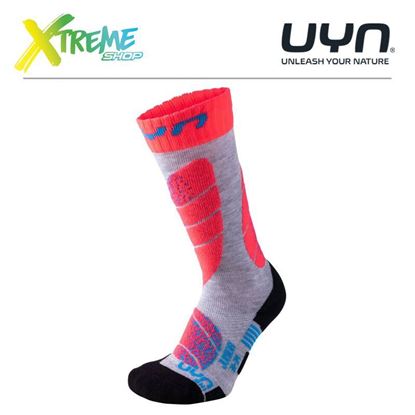 Skarpety UYN SKI JUNIOR SOCKS Light Grey/Coral Fluo 1