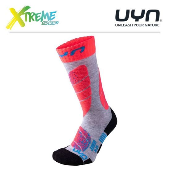 Skarpety UYN SKI JUNIOR SOCKS Light Grey/Coral Fluo 1